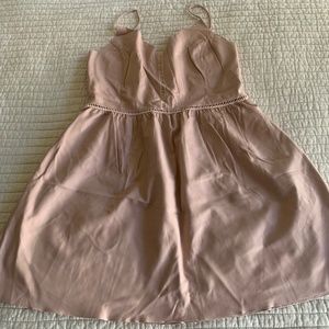 New Zara Vegan Leather Babydoll Pink Blush Dress, size Large